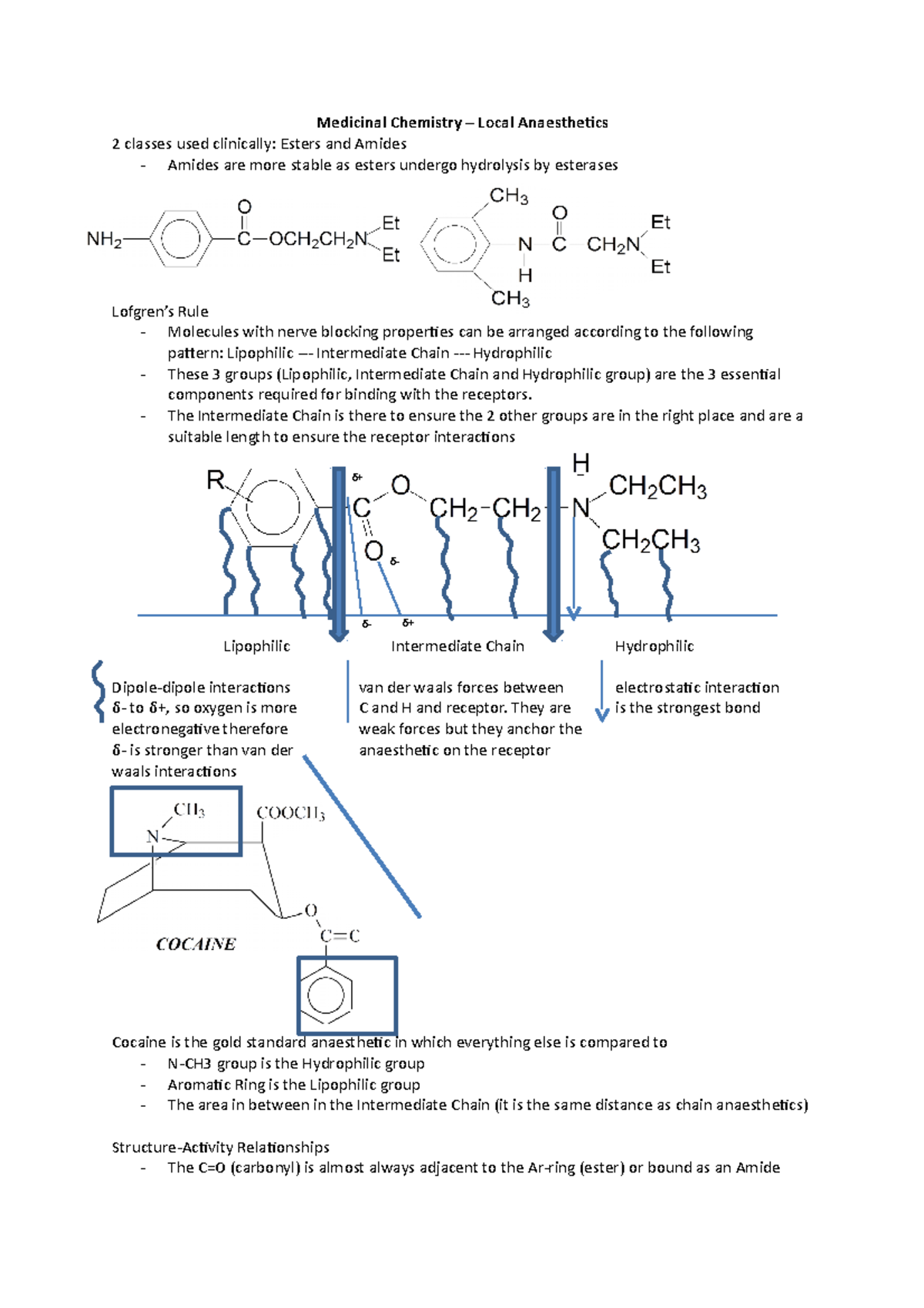 Lecture notes, lecture Medicinal Chemistry - Medicinal Chemistry Local ...