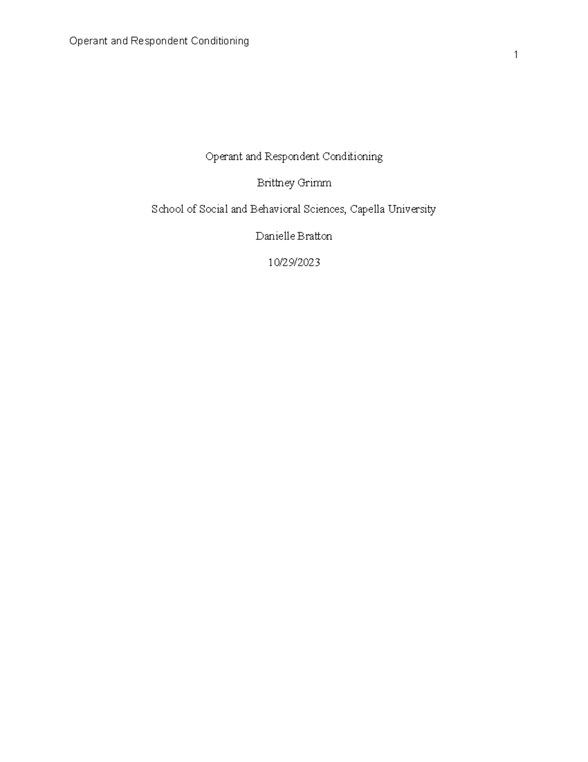 Operant and Respondent Conditioning - 1 Operant and Respondent ...