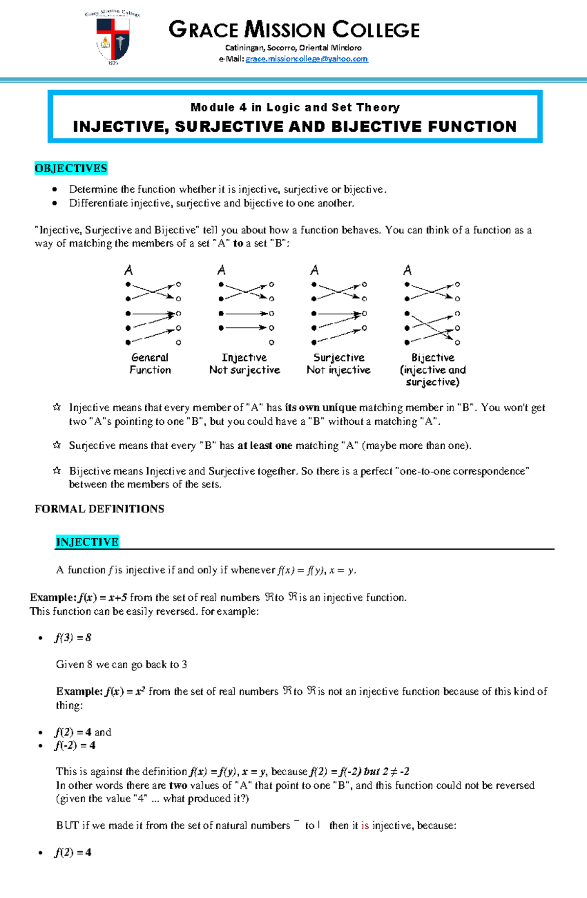 Logic and Set Theory Module 4 - GRACE MISSION COLLEGE Catiningan ...