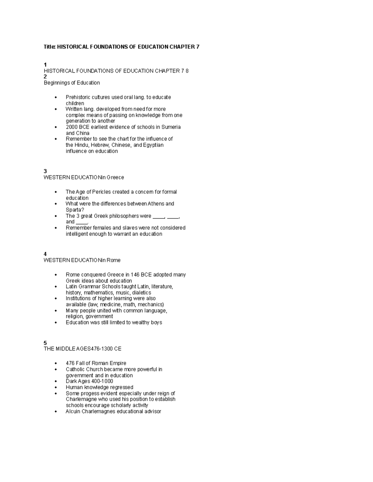 Title Historical Backgroud of Education - Title: HISTORICAL FOUNDATIONS ...