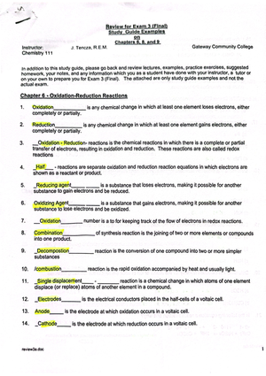 Exam 2 - CHE 111 - Exam 2 Gateway Community College Name (PRINT ...