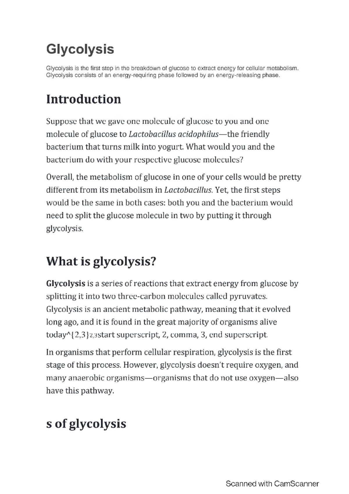 Glycolysis - Medical laboratory technology - Studocu