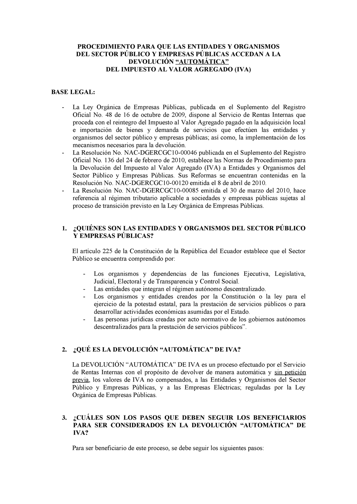 Procedimiento PARA QUE LAS Entidades Y Organismos DEL Sector P Blico Y ...