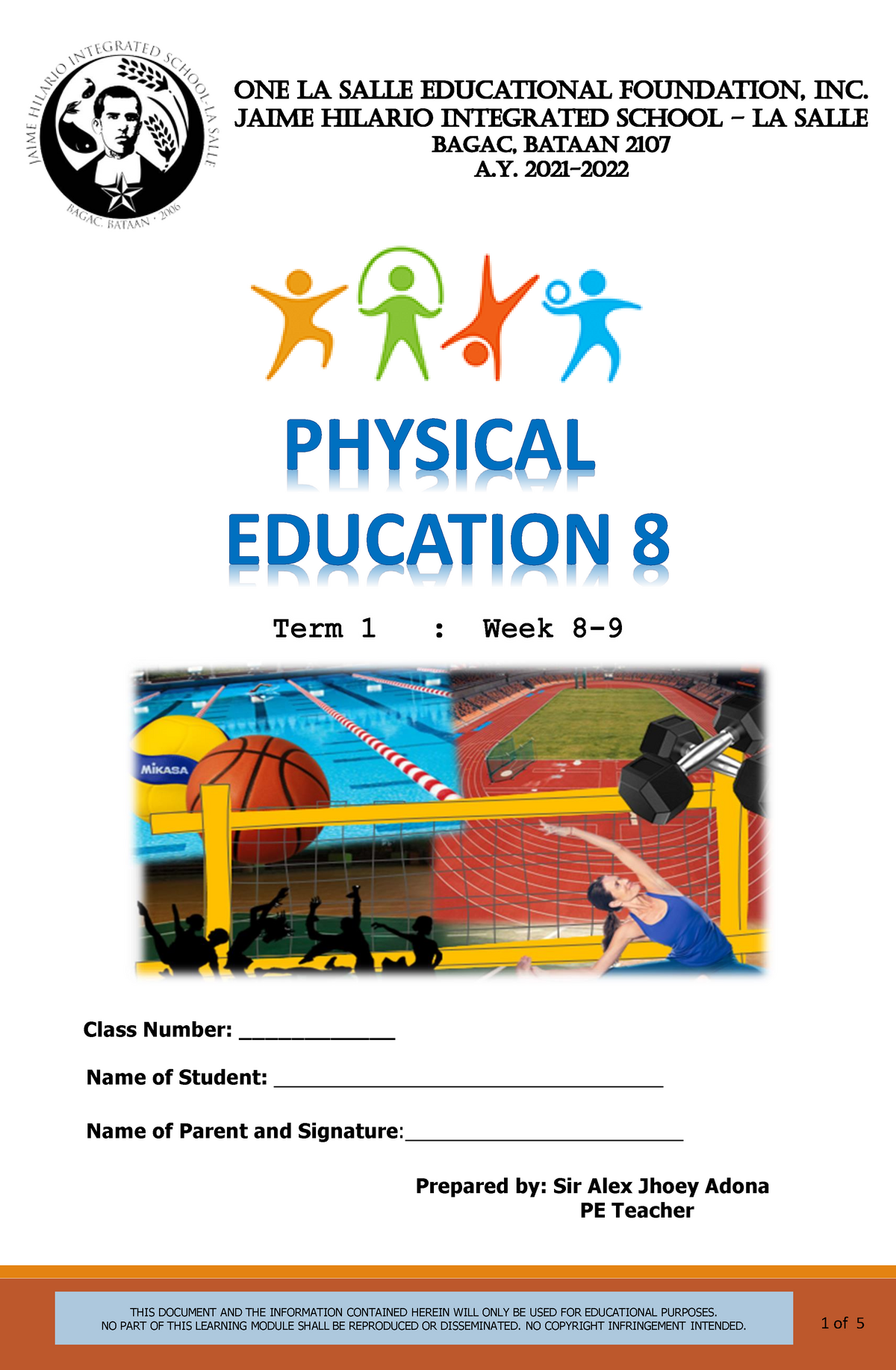 LESSON - PHYSICAL EDUCATION 8 - 4 - Education - Studocu