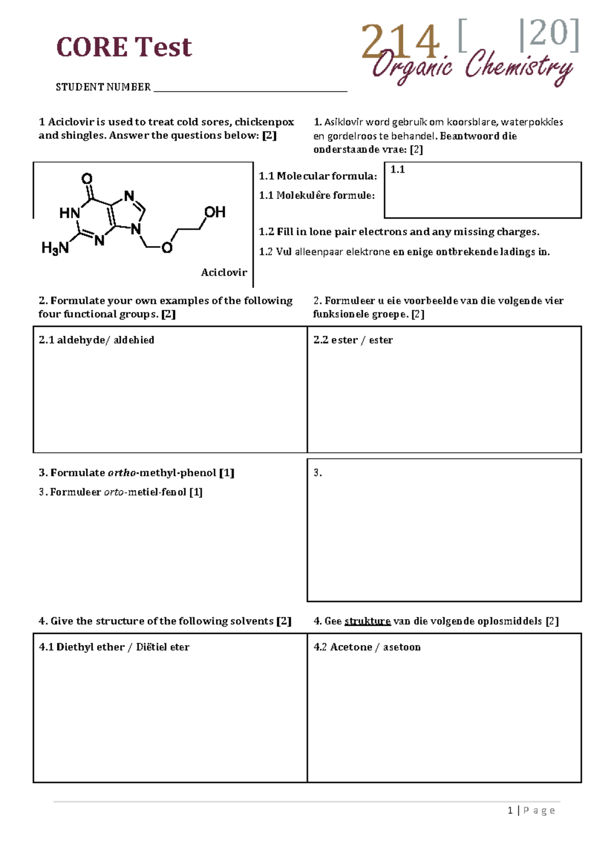 CORE Test 2020021 - 1 | P a g e CORE Test STUDENT NUMBER - Studocu