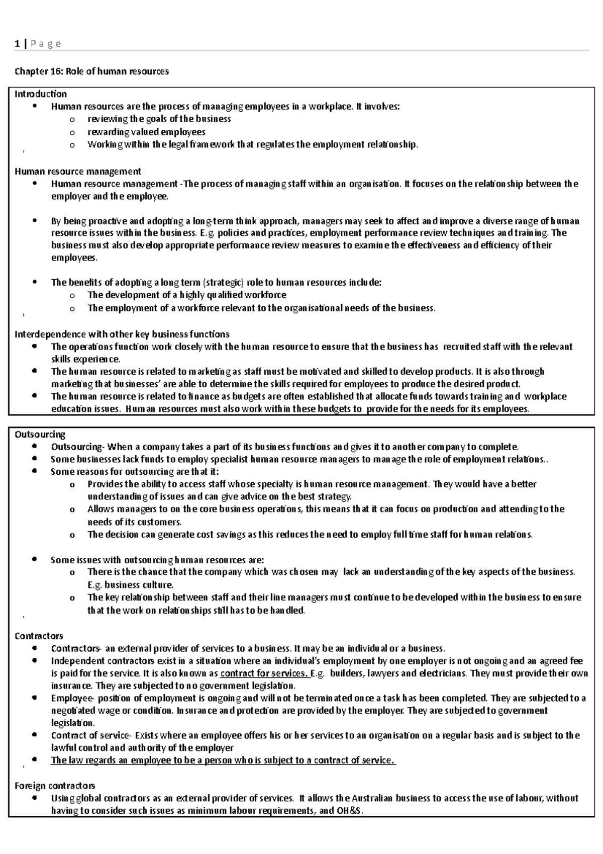 Topic 4- human reources - Chapter 16: Role of human resources ...