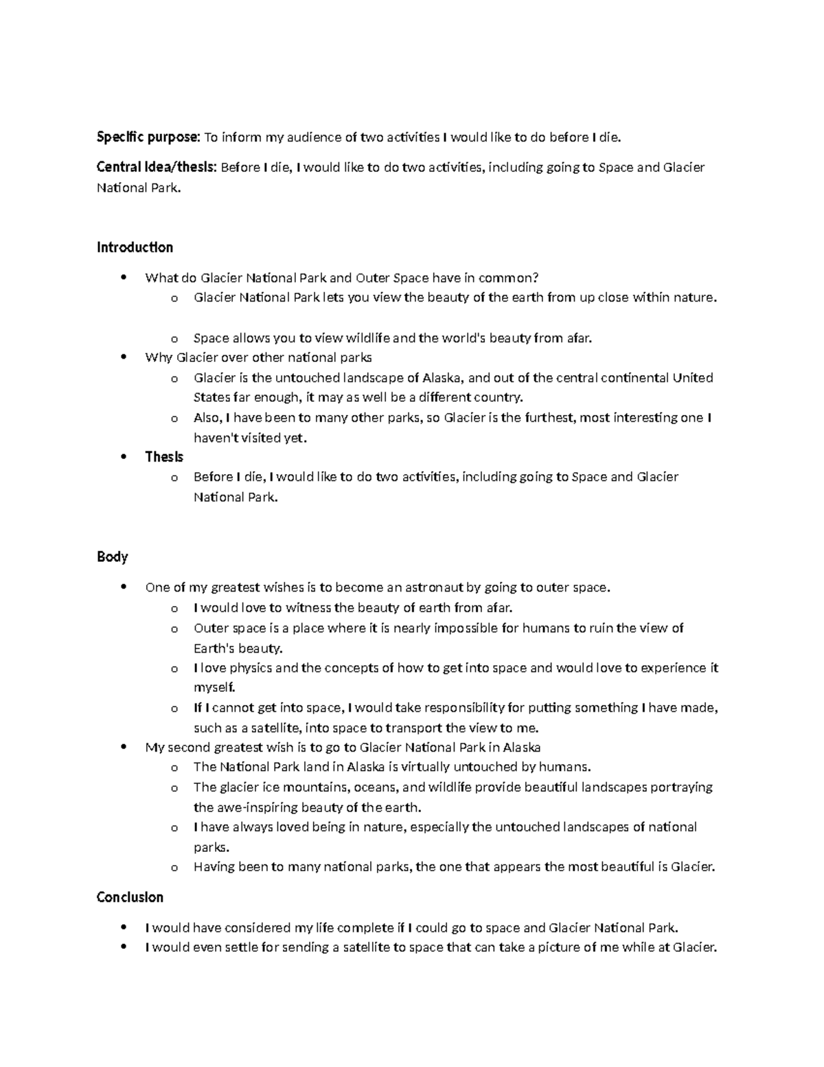 Intro Speech Outline - Specific purpose: To inform my audience of two ...