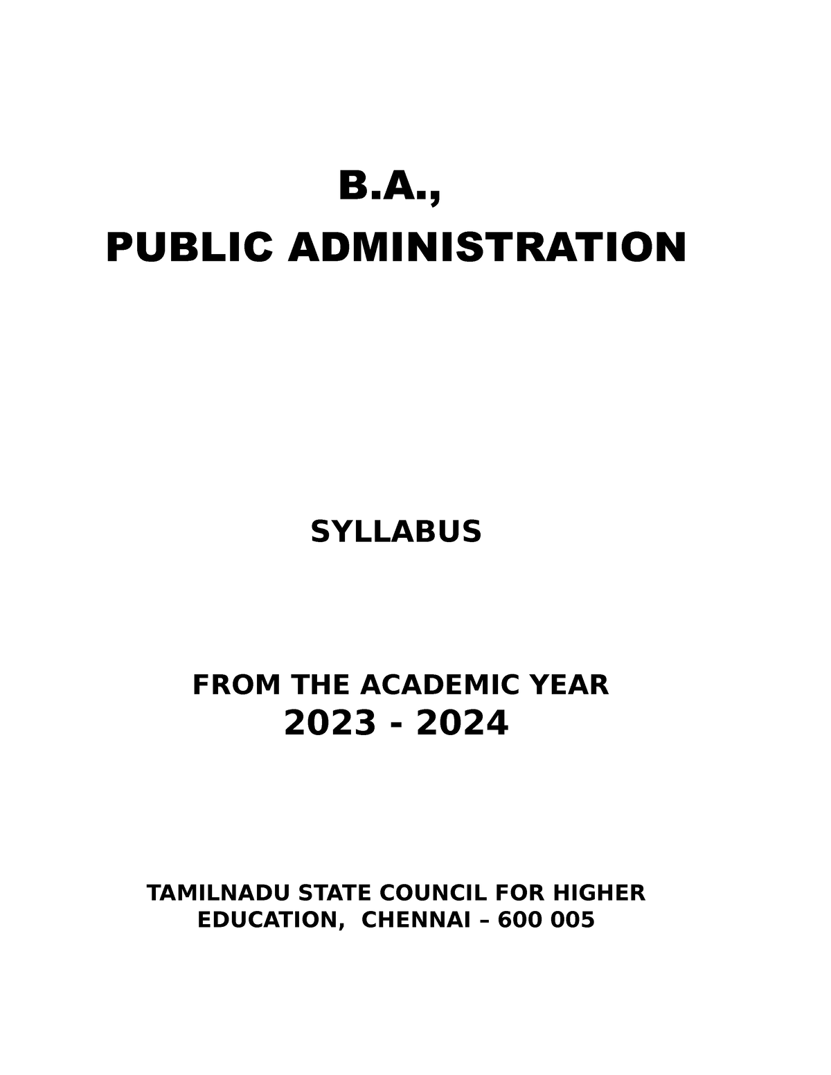 BA- Public- Administration - B., PUBLIC ADMINISTRATION SYLLABUS FROM ...