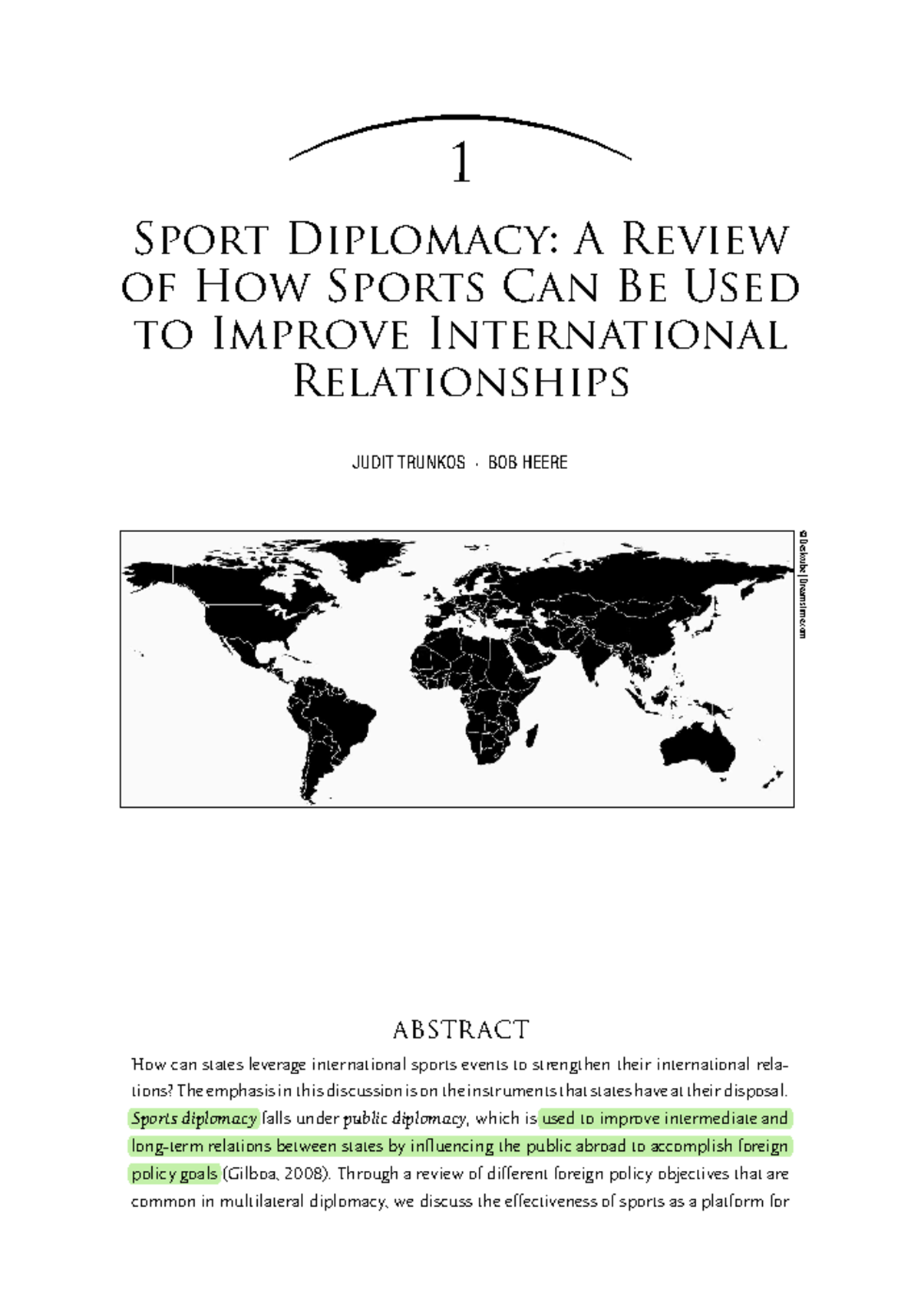 Sports Diplomacy 1 Sport Diplomacy A Review of How Sports Can Be Used to Improve
