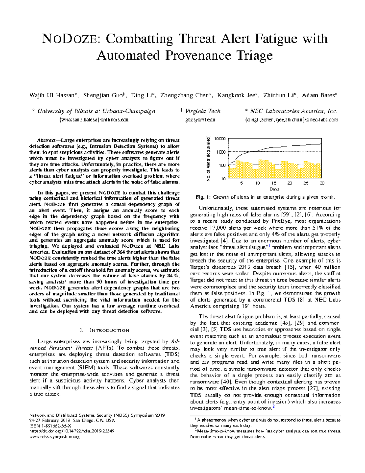 Paper 11-No Doze - NODOZE: Combatting Threat Alert Fatigue with ...