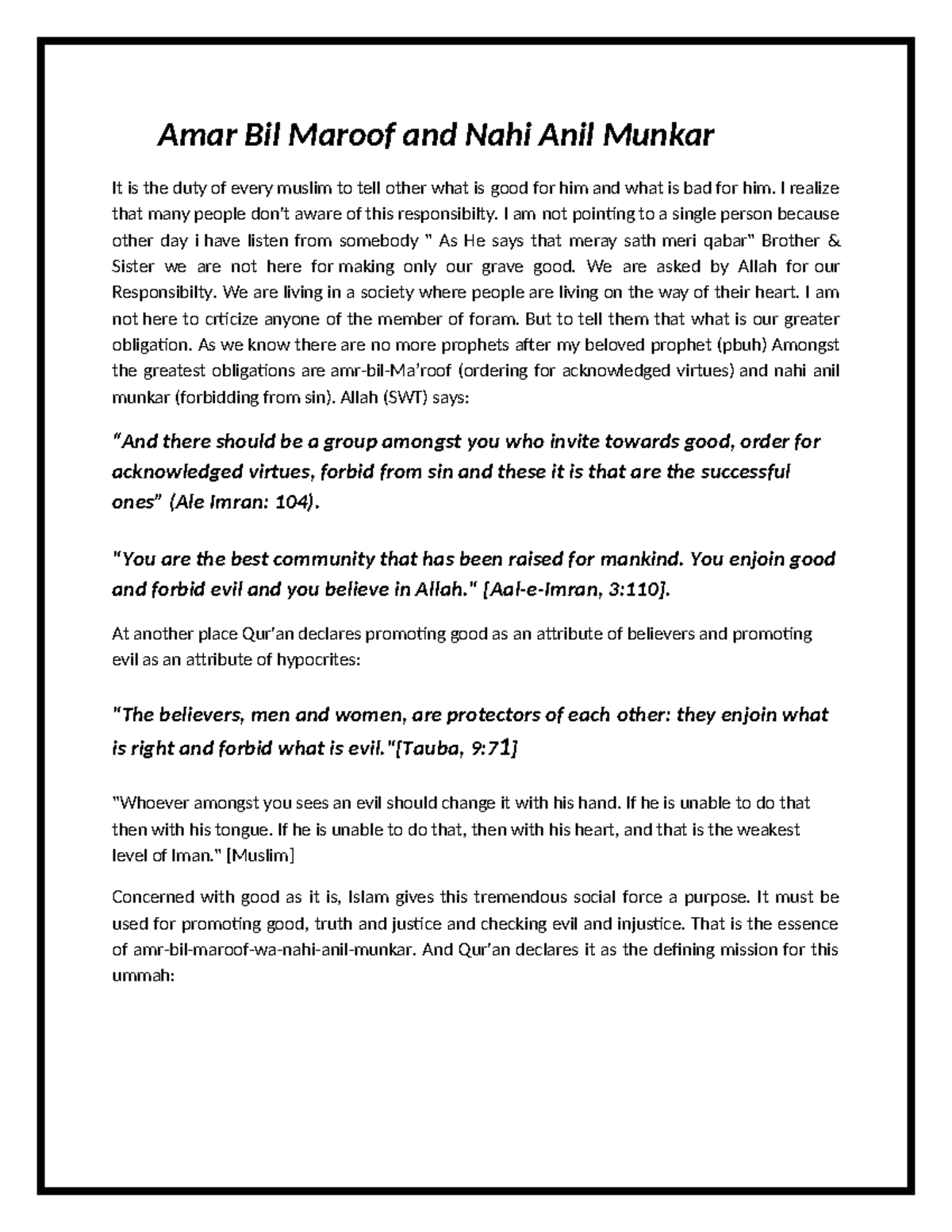 288169903 Amar Bil Maroof and Nahi Anil Munkar - Amar Bil Maroof and ...