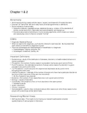 Abnormal Psychology Test 3 Notes spring semester - Abnormal Psychology ...