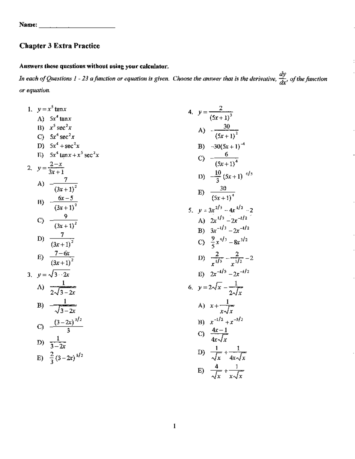 Ch3extrapracticews Calc 2 - MA3133 - Studocu