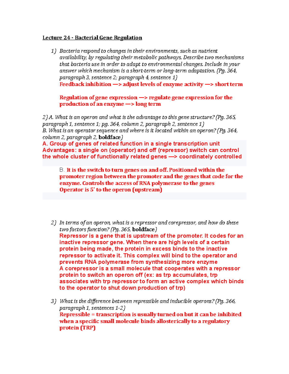 2112 Lecture 24 Study Guide - Lecture 24 - Bacterial Gene Regulation ...