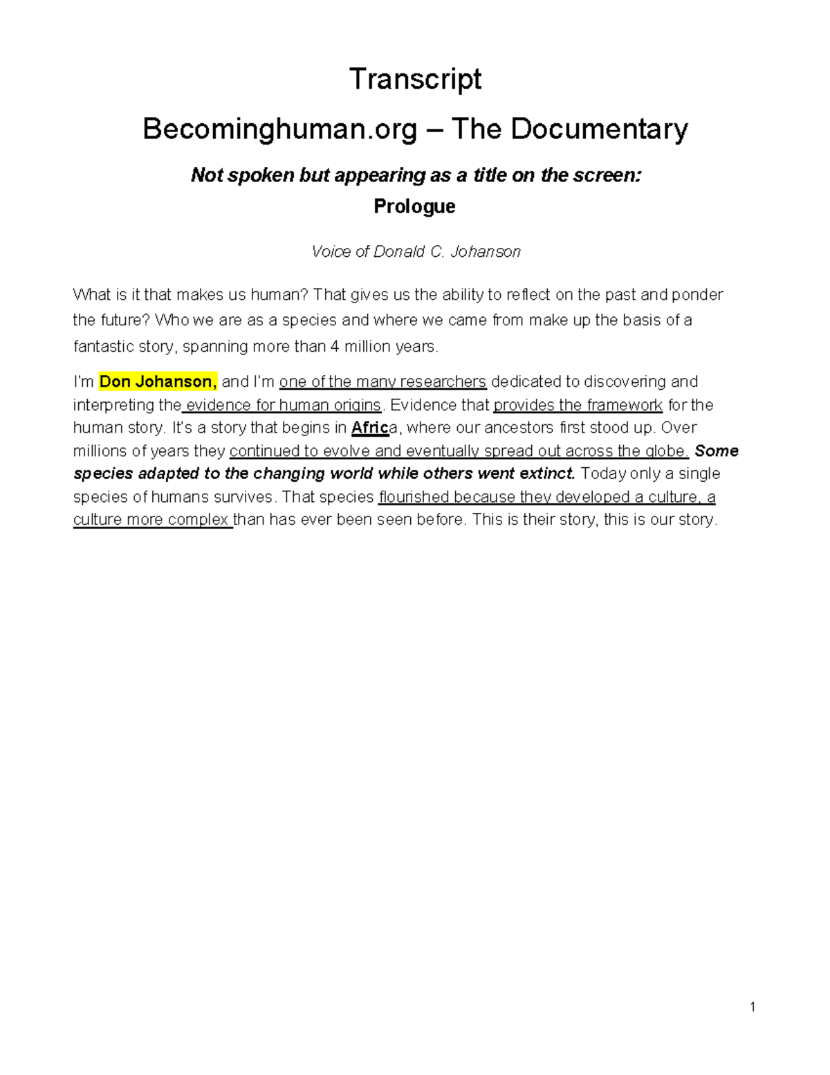 Becoming Human - Transcript 2 - Transcript Becominghuman – The ...