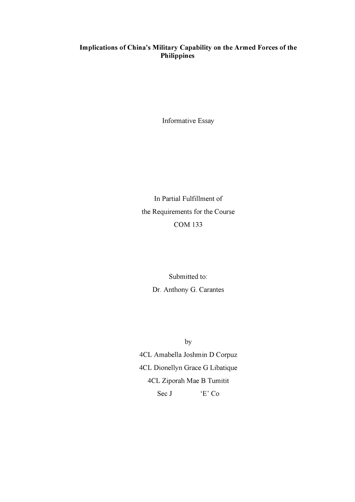 Implications of China's Military Capability on the Armed Forces of the ...