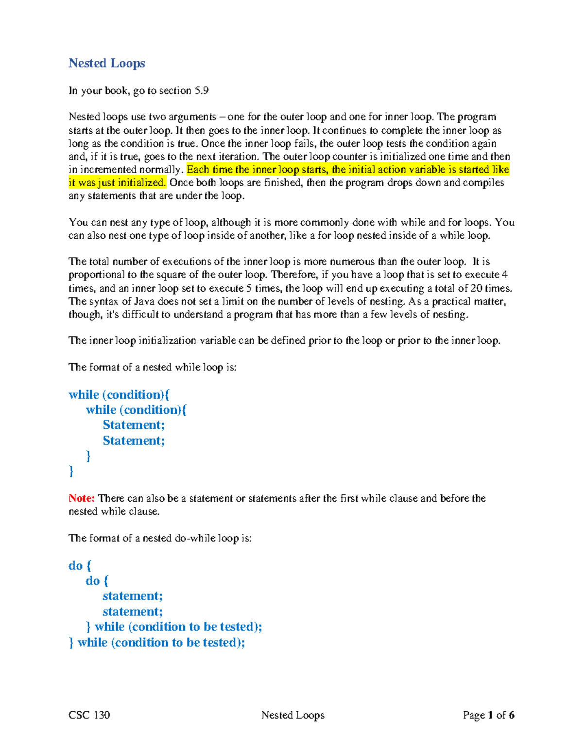 Nested Loops-2 - Professor Christine Kikuchi - Nested Loops In your ...