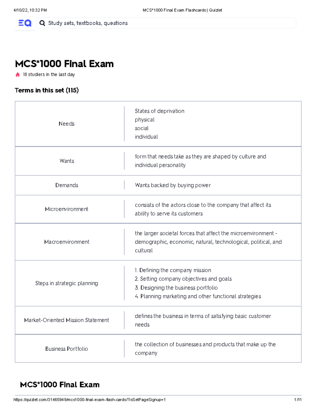 MCS 1000 Final Exam Flashcards Quizlet - Upgrade: free 7-da... Profi  MCS*1000 Final Exam 18 studiers - StuDocu