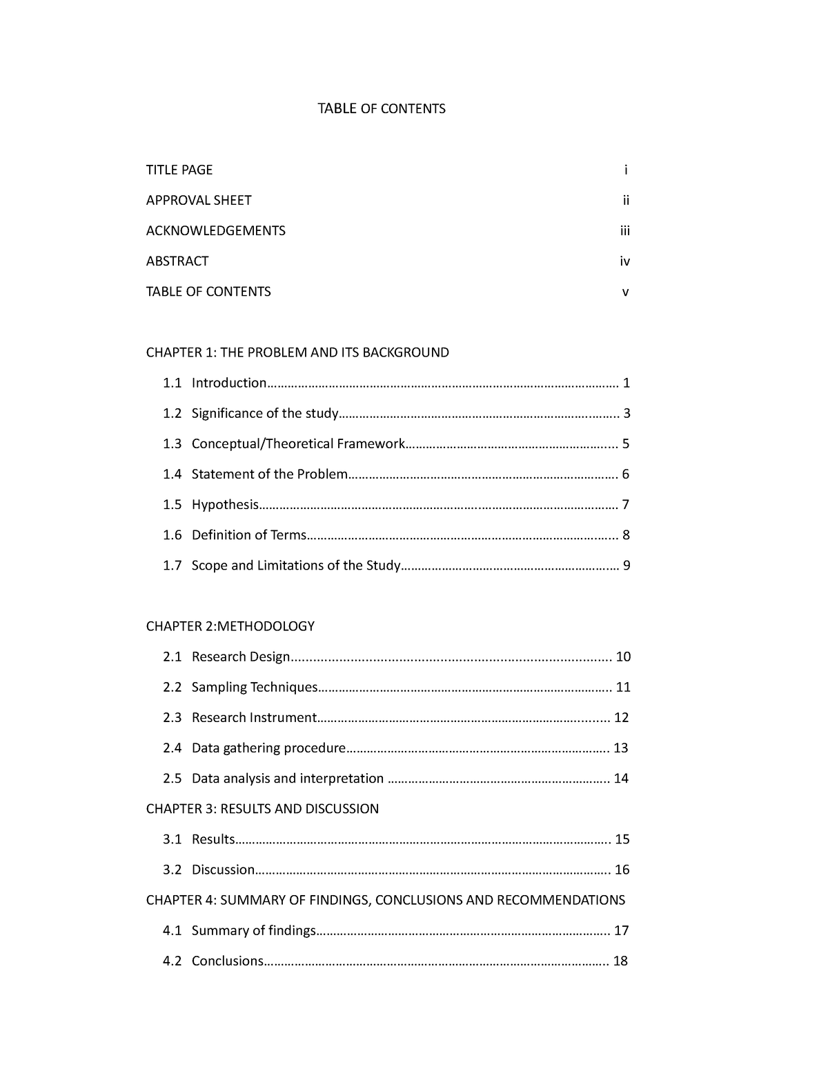 Table OF Contents - Assignment - TABLE OF CONTENTS TITLE PAGE i ...