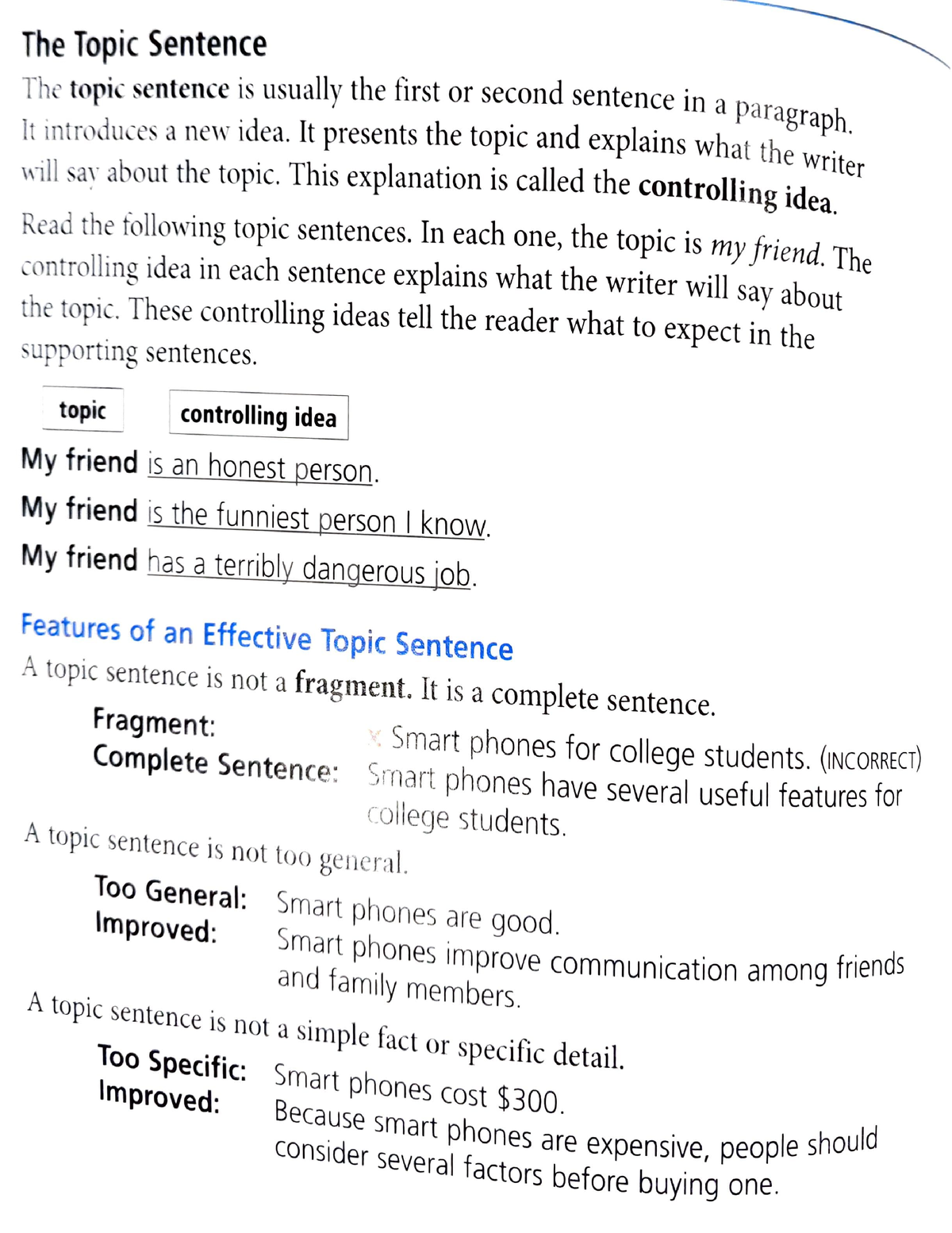 Academic Writing-paragraph Basics OUP Level B1-B2 - The Topic Sentence ...