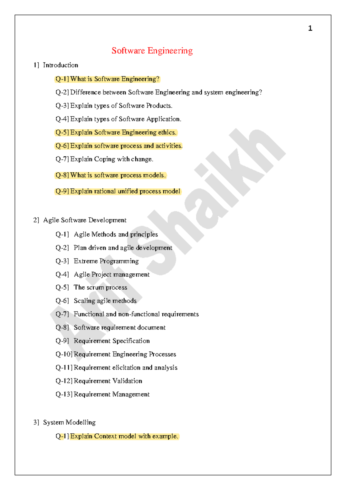 Software Engg Bank - Software Engineering 1] Introduction Q-1] What is ...