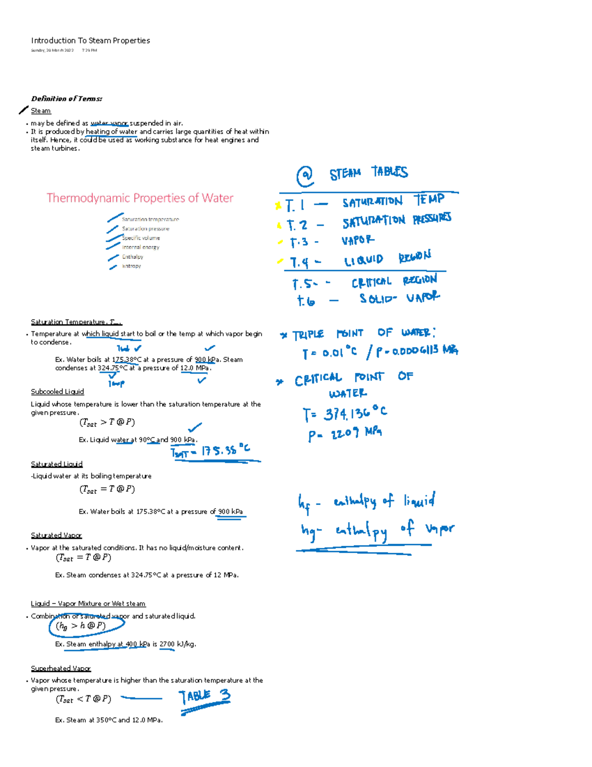 Thermodynamics2 lecture notes Definition of Terms Steam may be