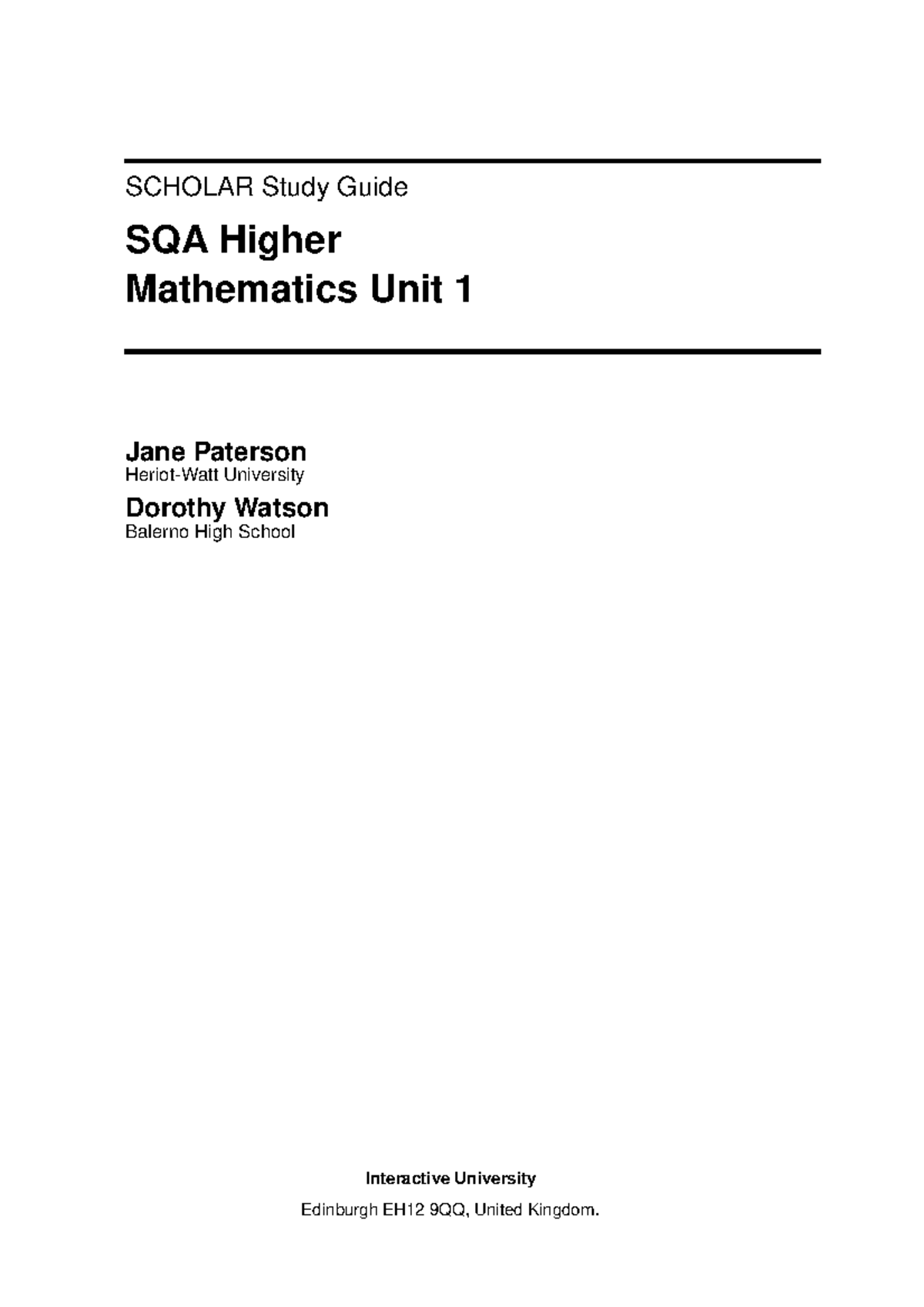 Book 1 - SQA Higher Mathematics Unit 1 - SCHOLAR Study Guide SQA Higher ...