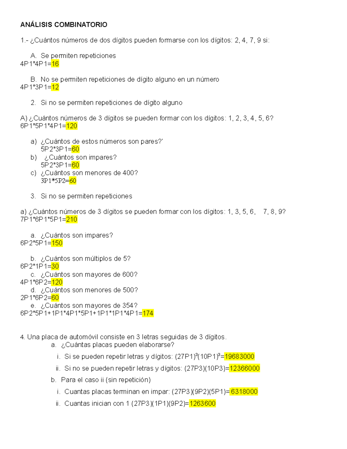 Análisis Combinatorio 2 - ANÁLISIS COMBINATORIO 1.- ¿Cuántos Números De ...