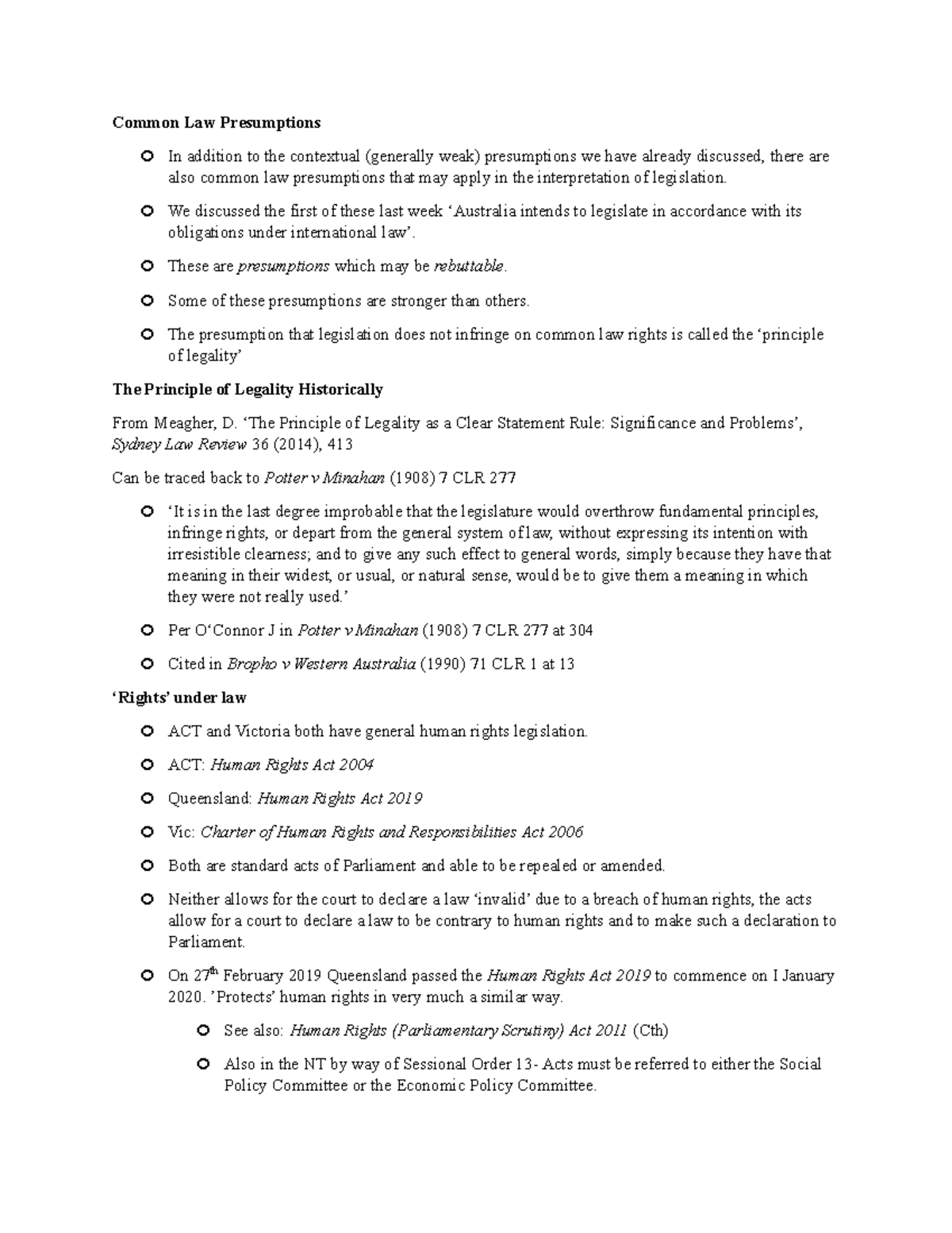 Lecture 9 - Common Law Presumptions In Addition To The Contextual ...