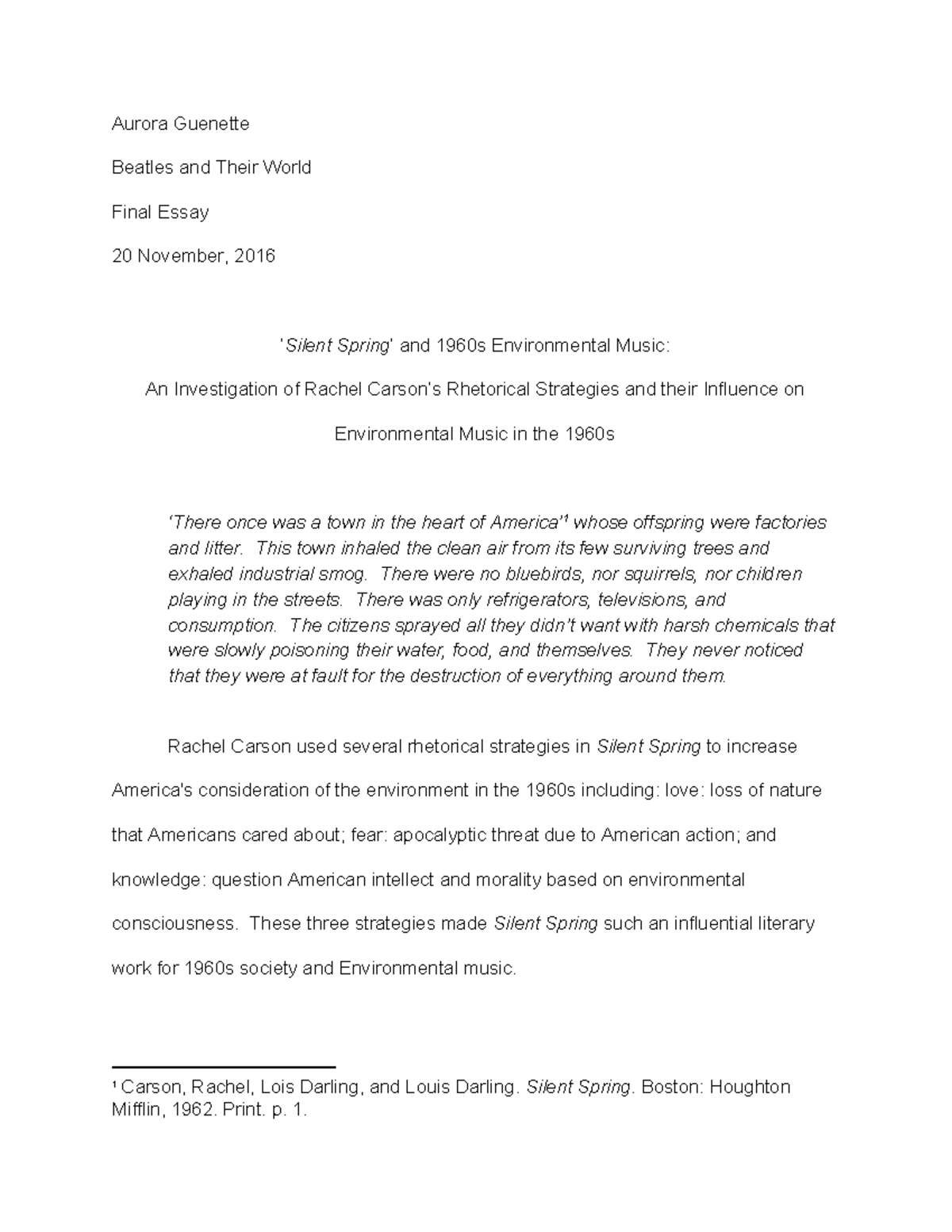 silent spring and s environmenal music hist the beatles silent spring and s environmenal music hist the beatles and their world studocu