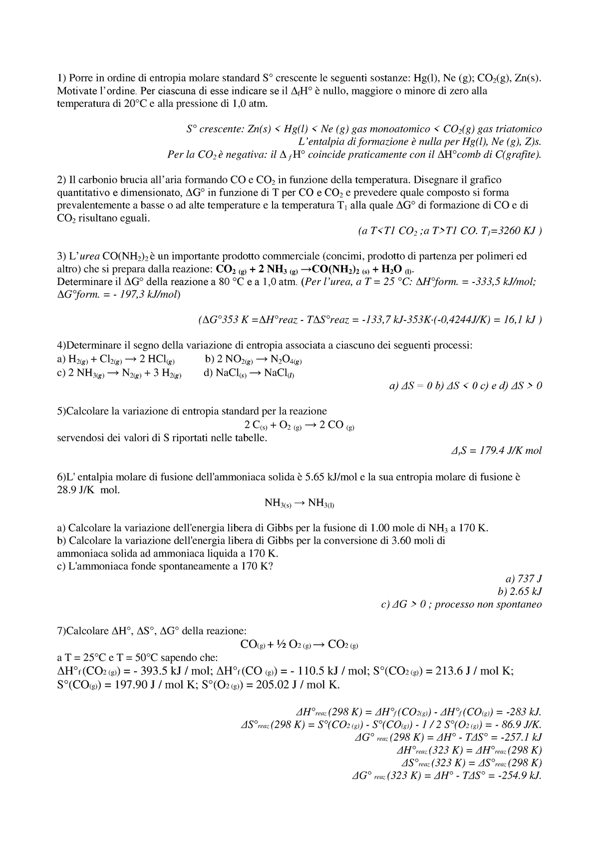 Esercitazione 7 Esercitazioni Chimica Anno 2021 2022 Porre In