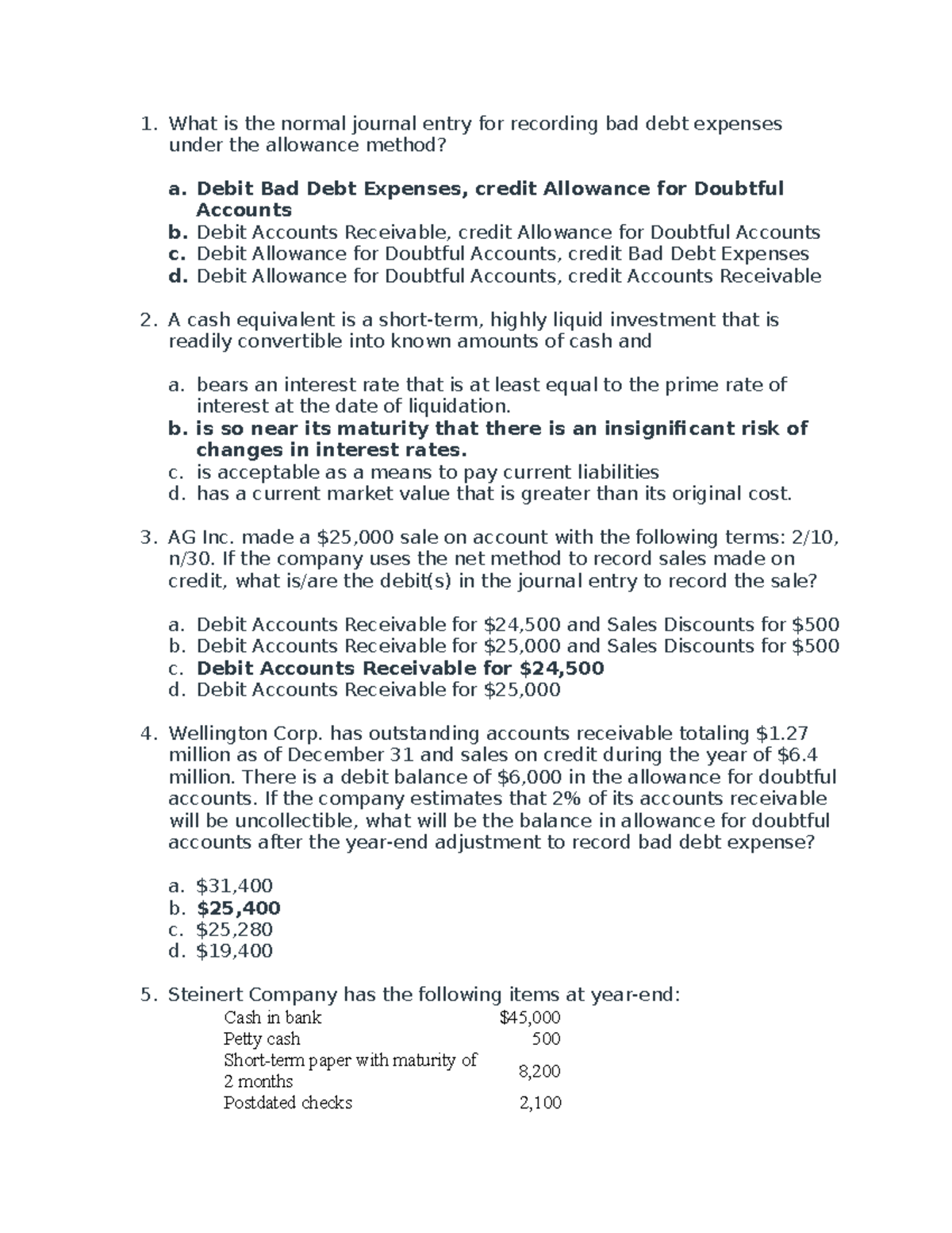 Exam Prep 2 Answer KEEY - What is the normal journal entry for ...