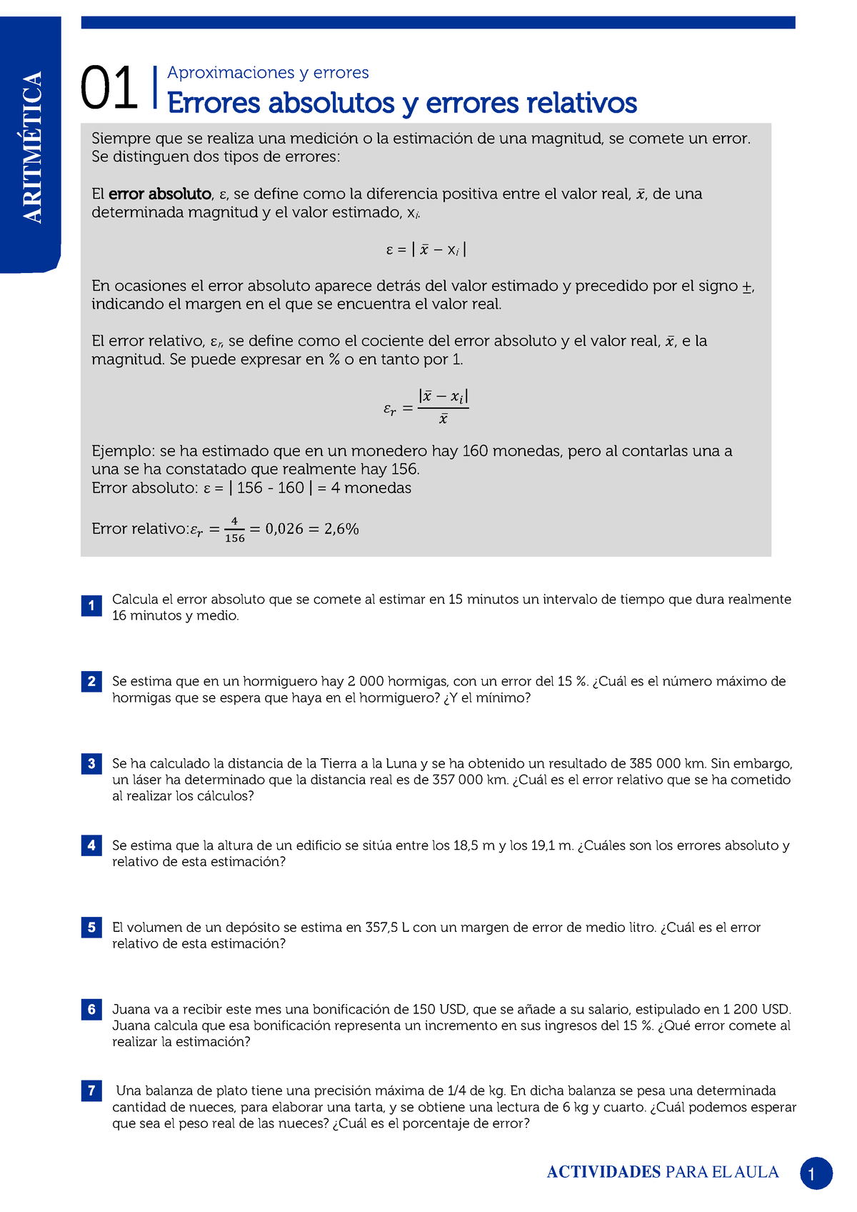 Cl1 Valor Absoluto Errores Absolutos Y Errores Relativos Calcula El 3838