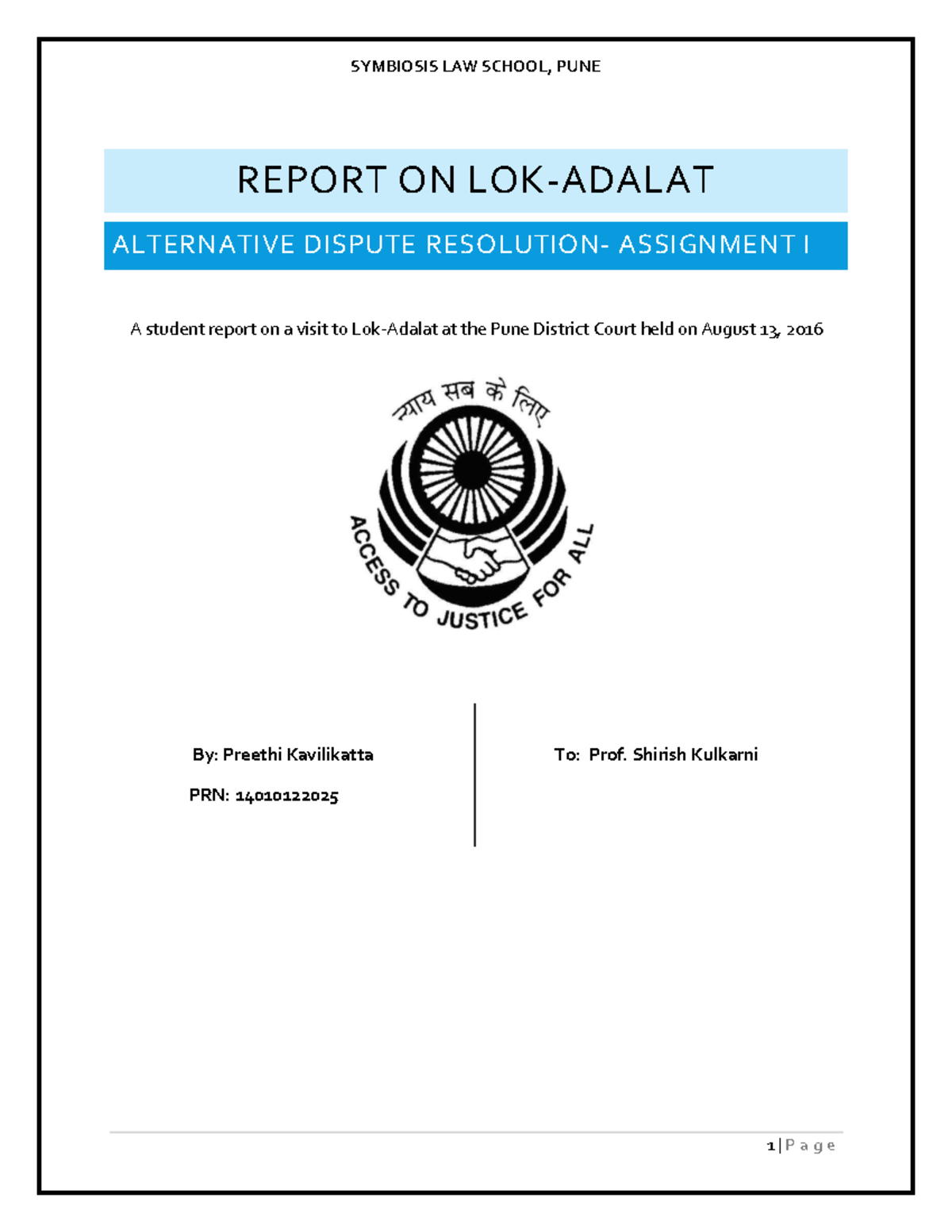 Report ON LOK Adalat Alternative Dispute - REPORT ON LOK-ADALAT ...