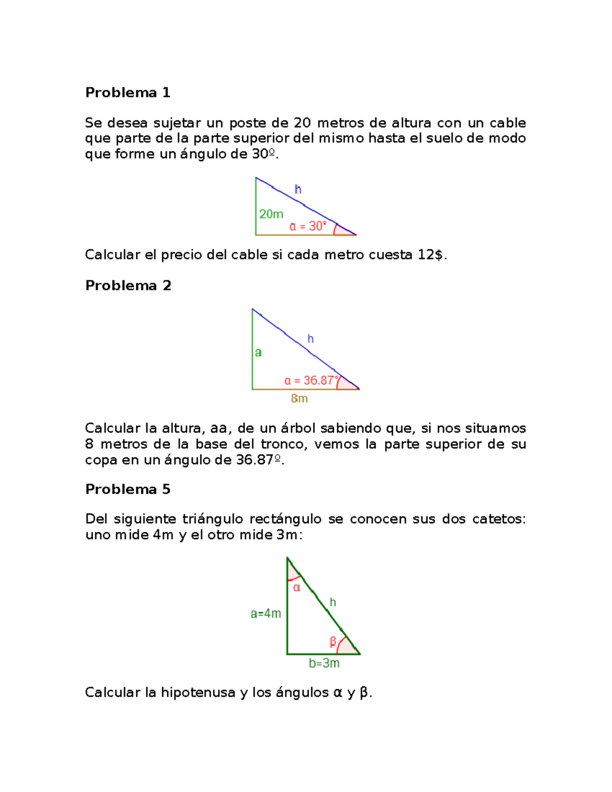 Ejercicios De Trigonometr Ã­a Correcto - Problema 1 Se Desea Sujetar Un ...