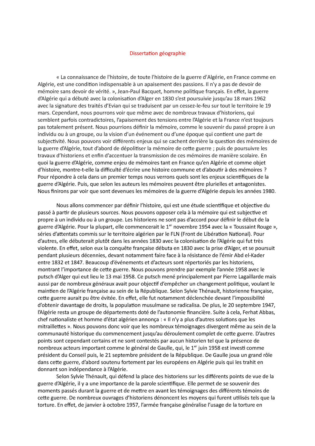 dissertation sur la guerre pdf