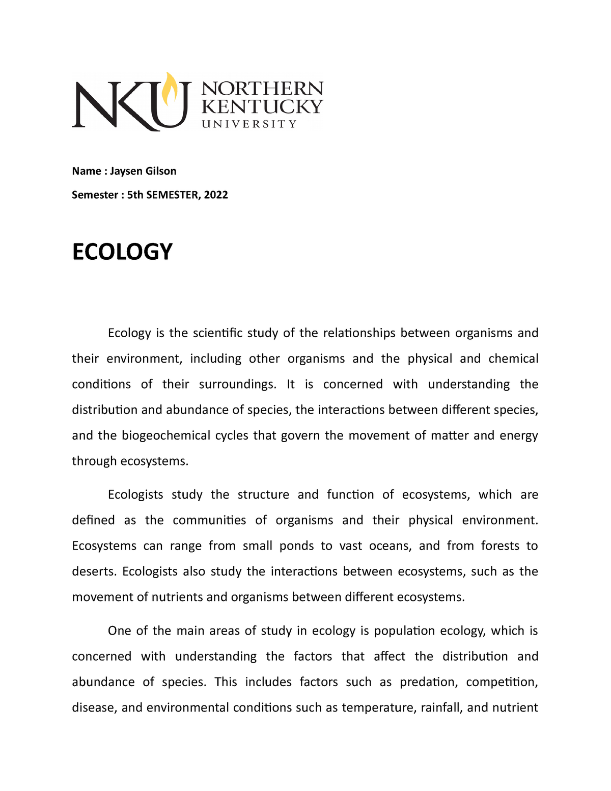 ecology conclusion essay
