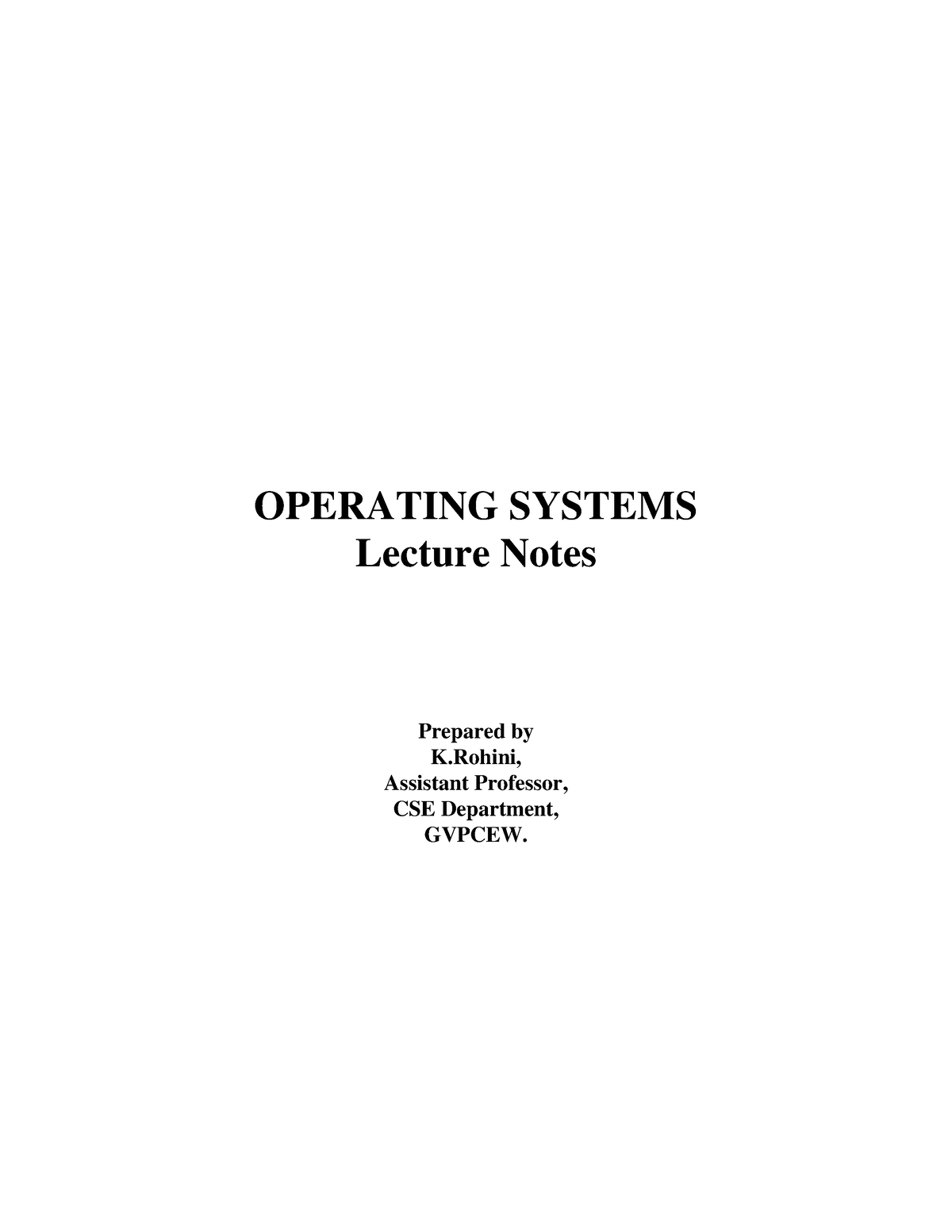 Unit-1-OS - Unit One Lecture Notes - Operating Systems - Studocu