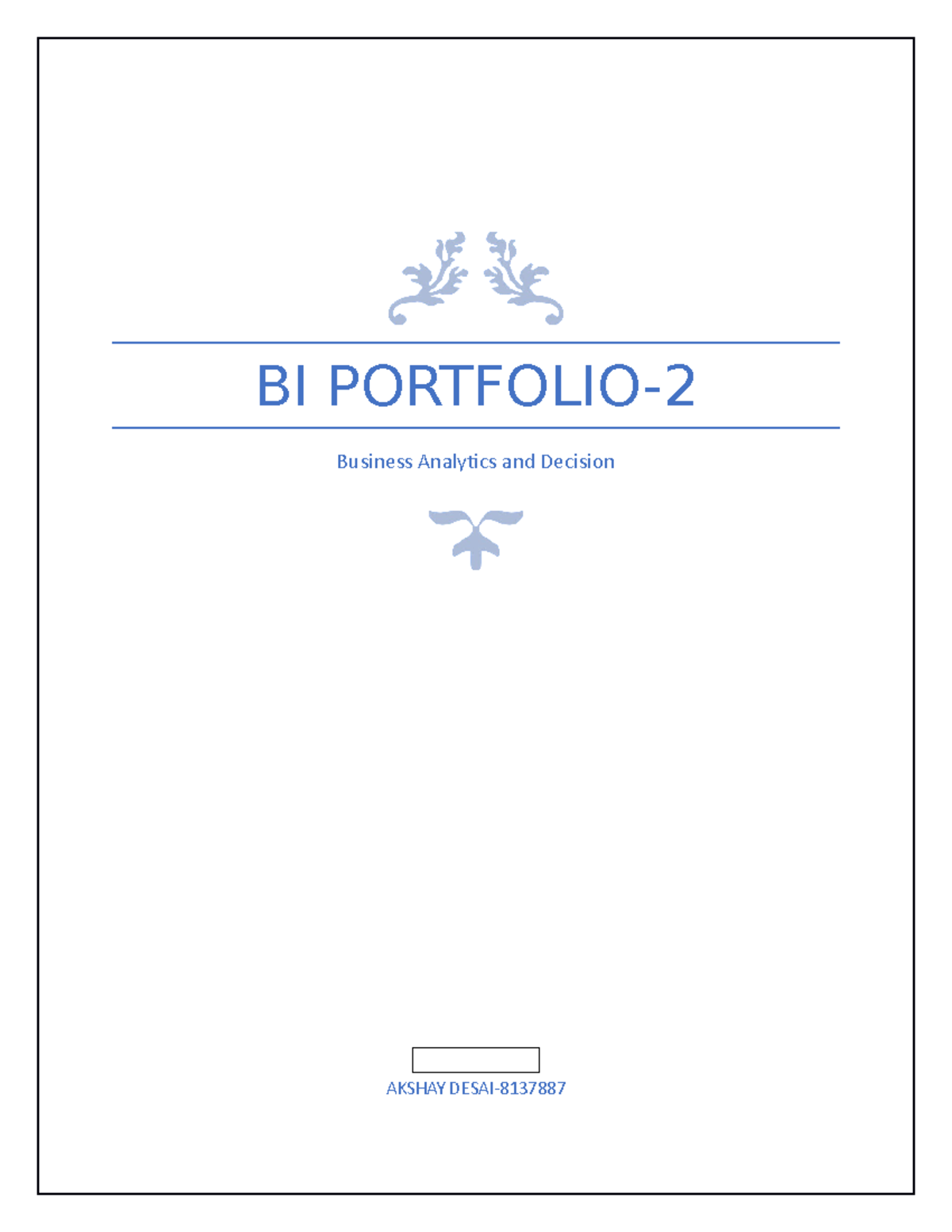 Final BI Portfolio-8137887 - BI PORTFOLIO-2 Business Analytics and ...