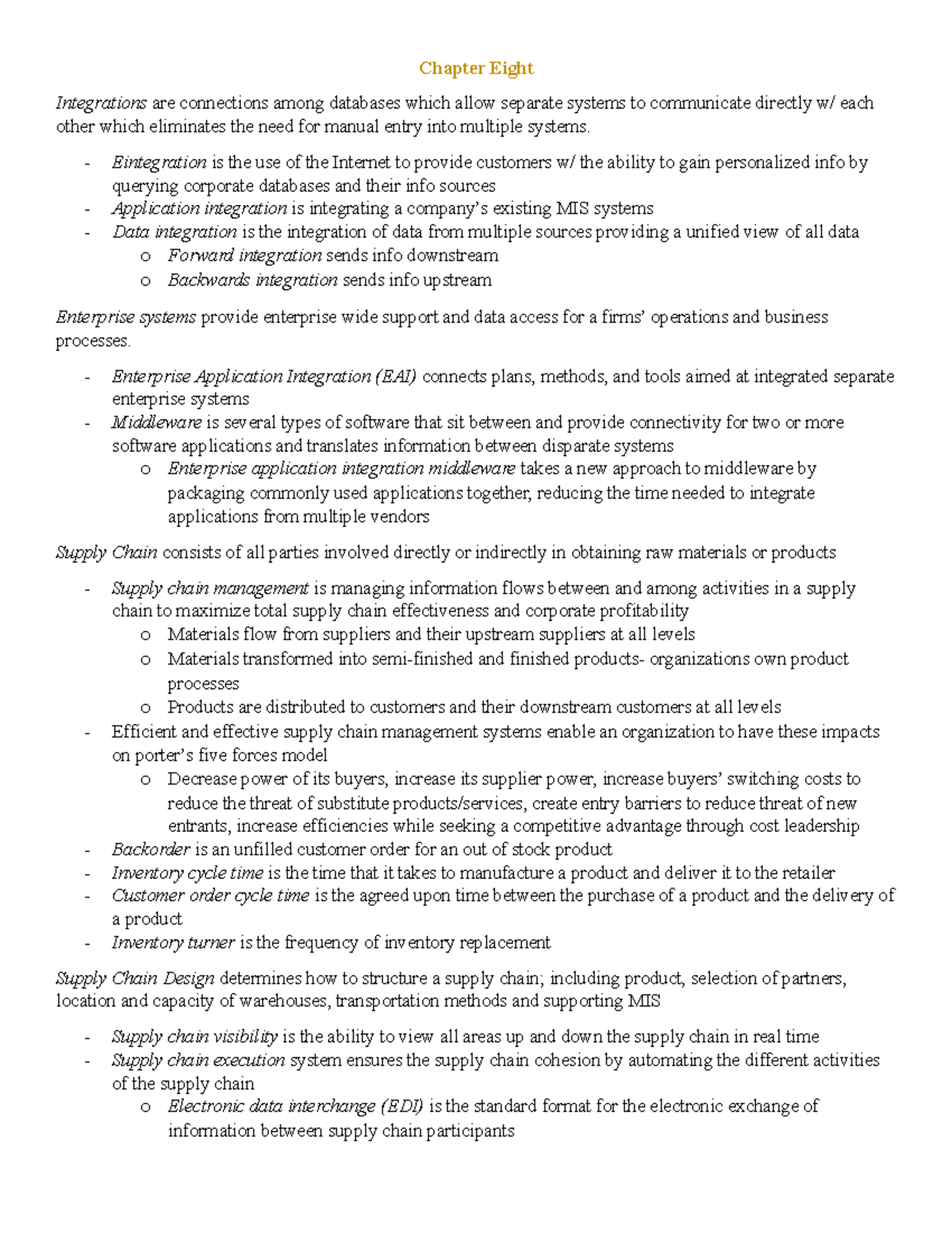 Chapter Eight from text - Chapter Eight Integrations are connections ...