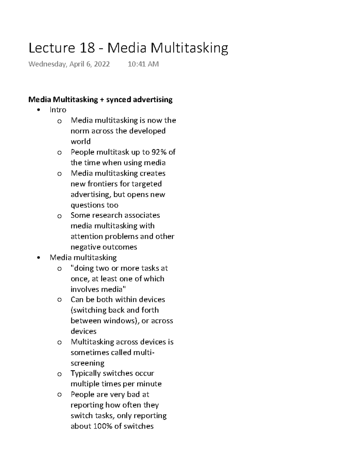 Lecture 18 - Media Multitasking - Media Multitasking + synced ...