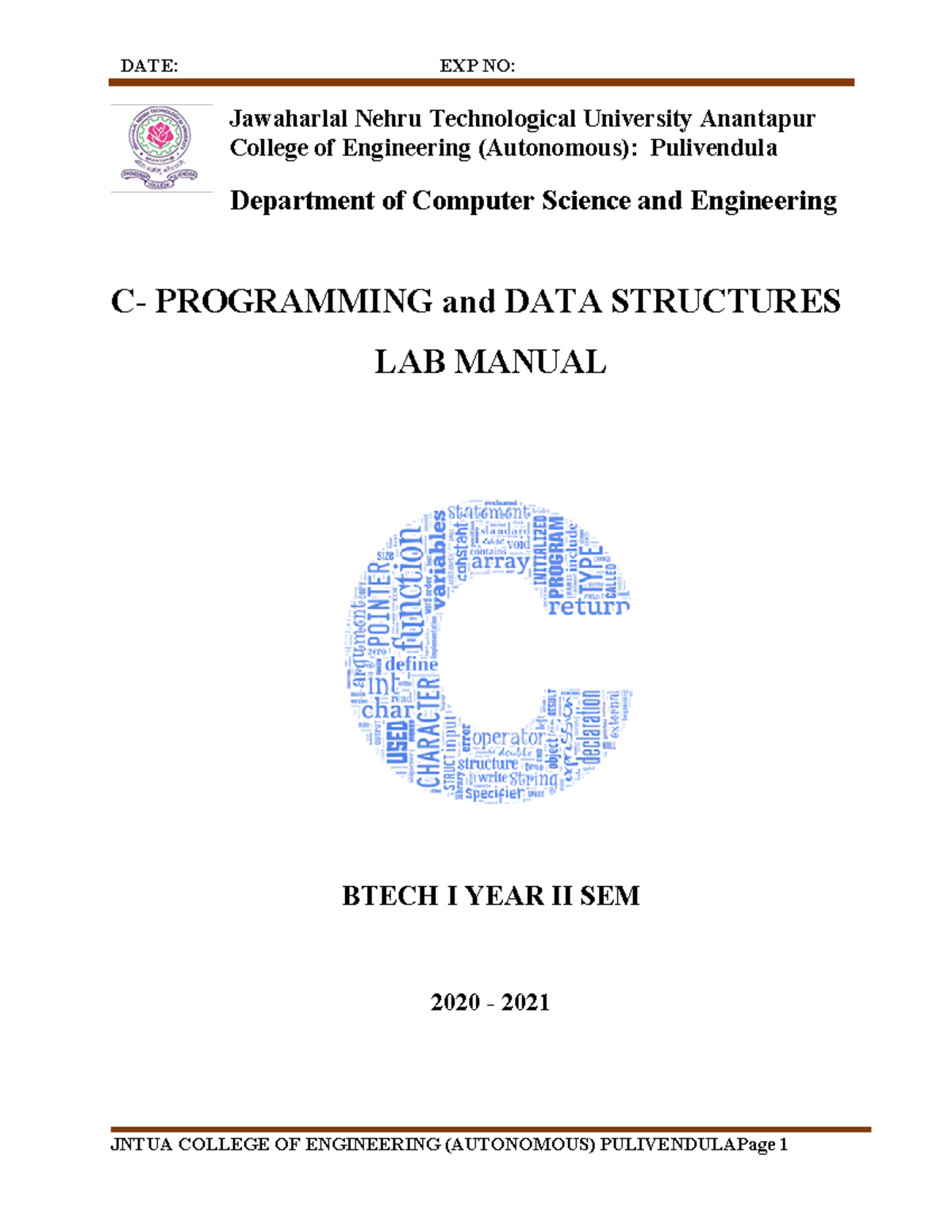 C-Programming and Data Structures Lab - Jawaharlal Nehru Technological ...
