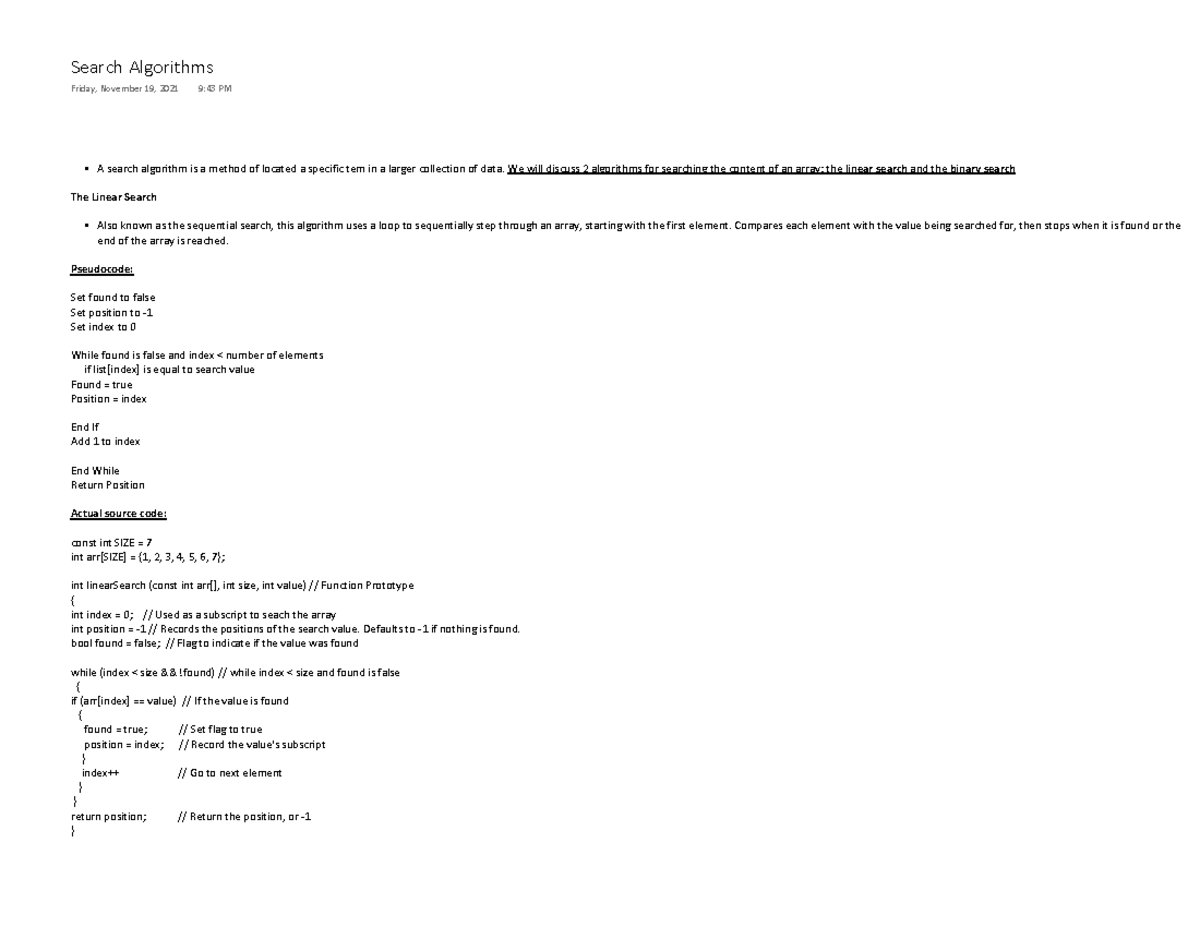 Search Algorithms - Studocu