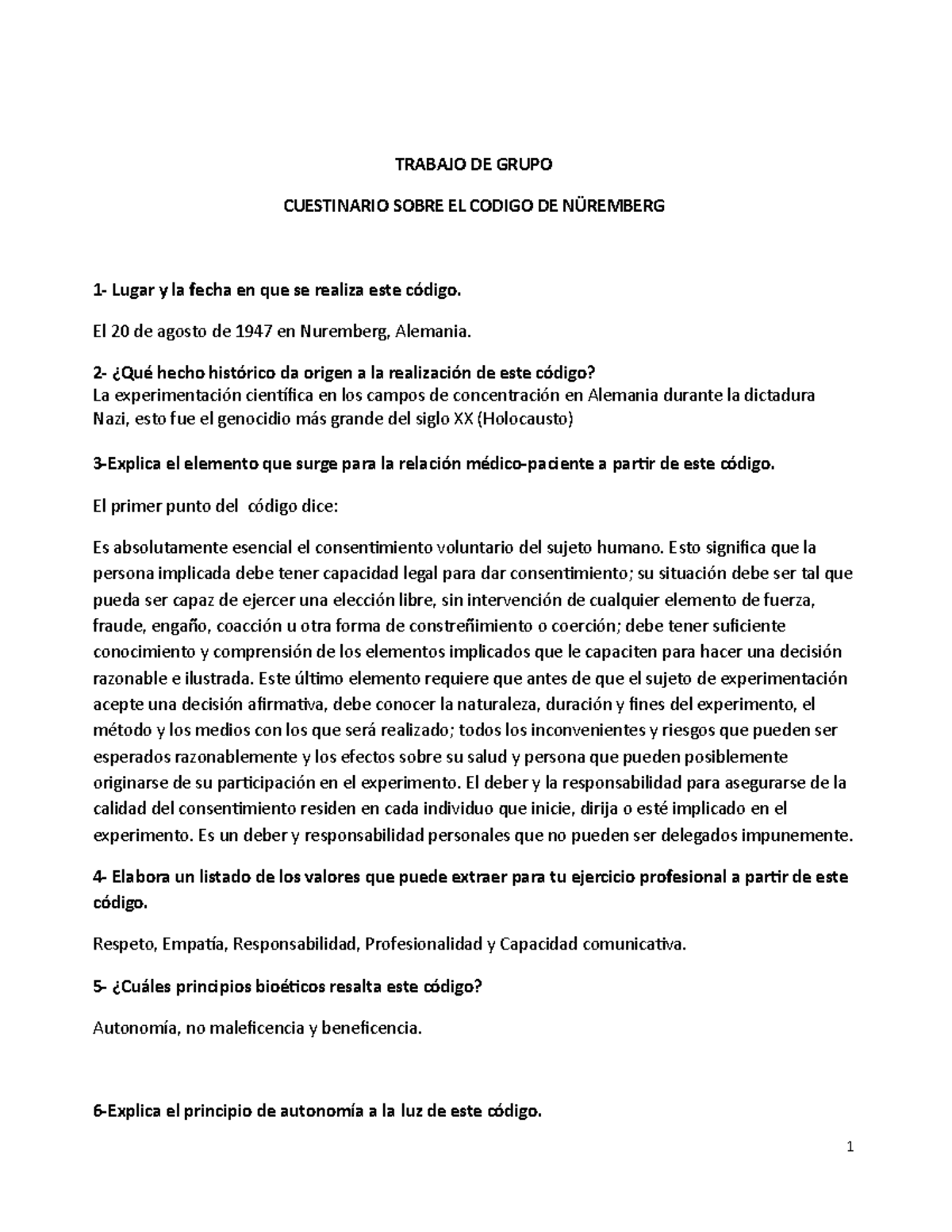 Cuestionarios COD DE NUR DEC Helsinki INF BEL TRABAJO DE GRUPO