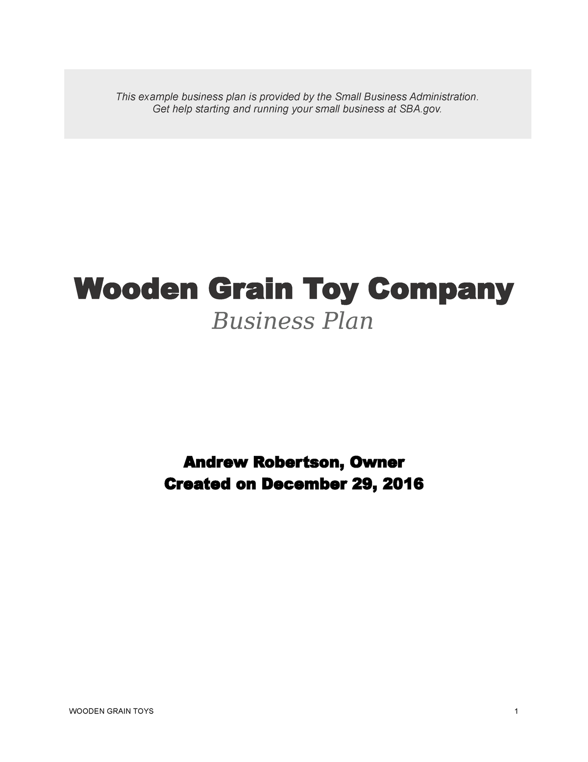 wooden toy business plan