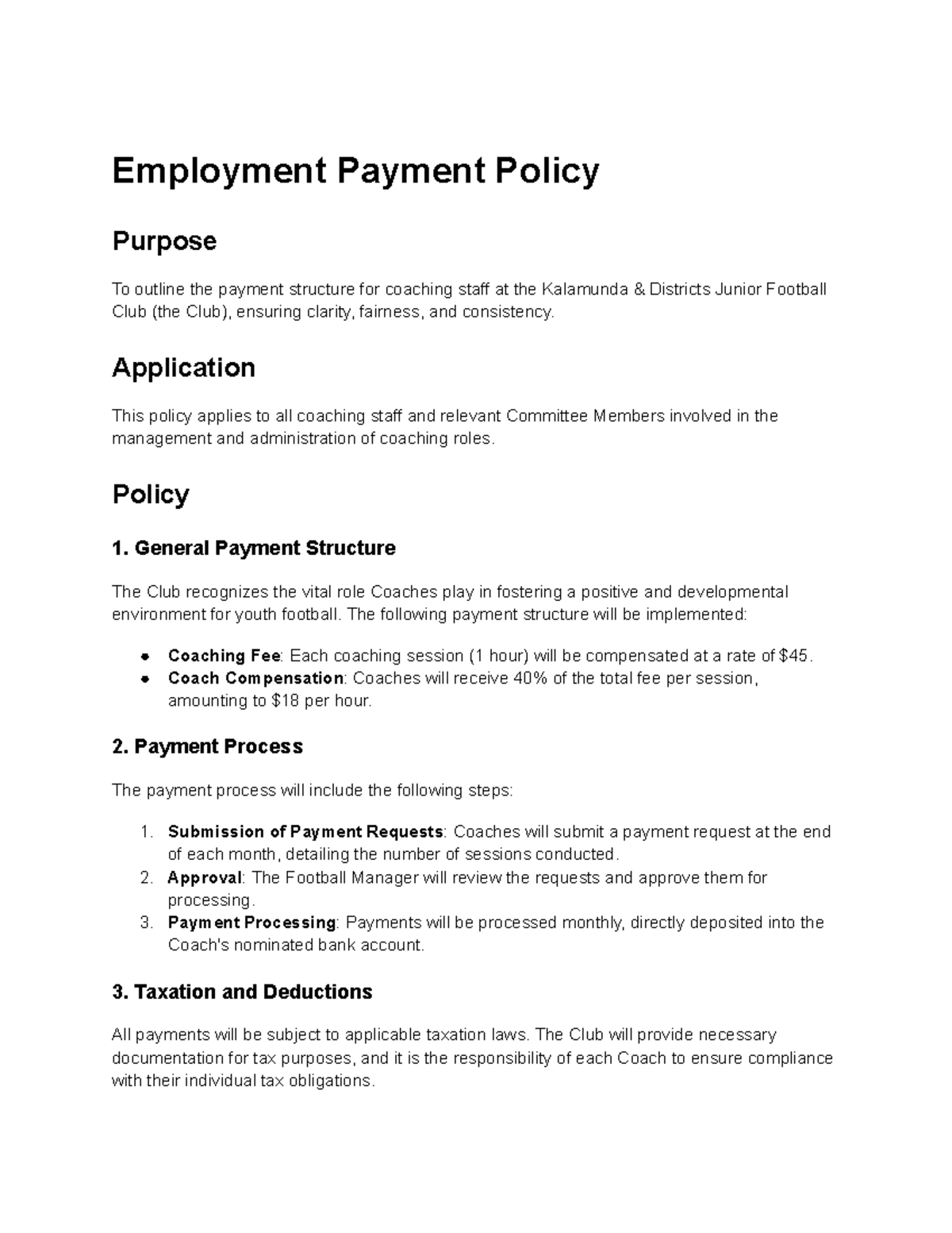 Untitled document - information - Employment Payment Policy Purpose To ...
