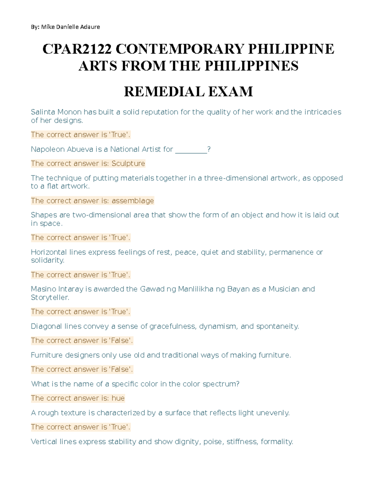 CPAR2122 Contemporary Philippine ARTS FROM THE Philippines WEWO