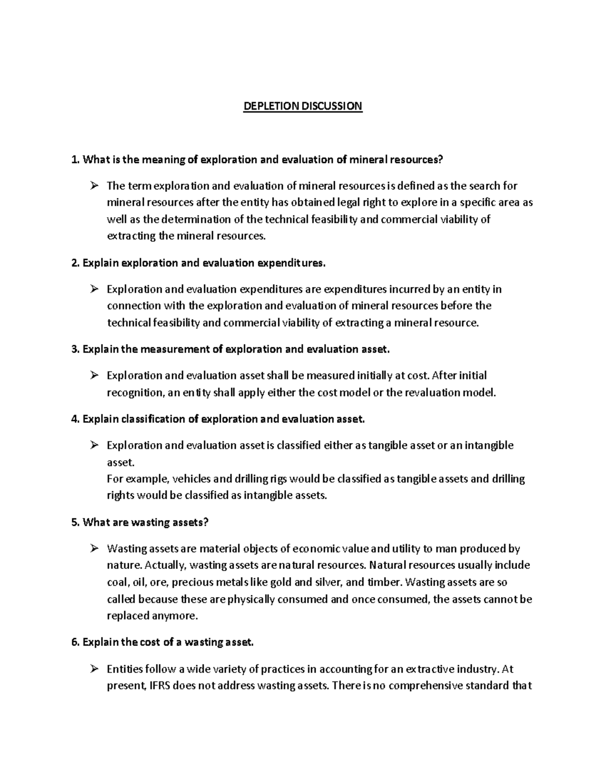 6 assignments and discussions DEPLETION DISCUSSION What is the meaning of exploration and