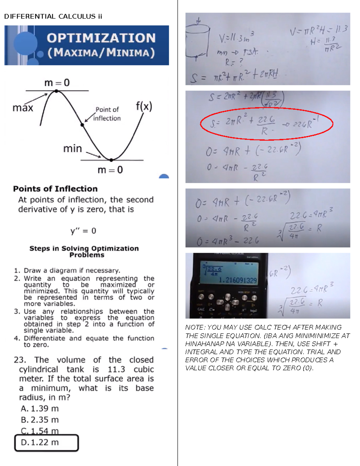 Differential Calculus II DIFFERENTIAL CALCULUS ii NOTE YOU MAY USE