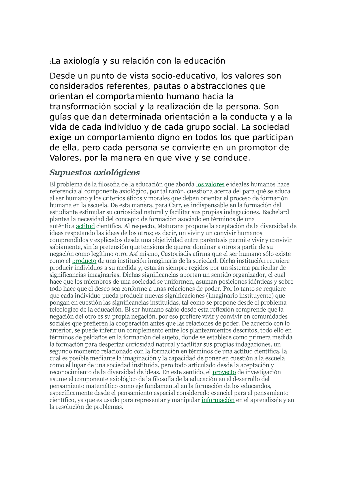 Axiologia Etica Ontologia Educativa La Axiología Y Su Relación Con La Educación Desde Un 8968